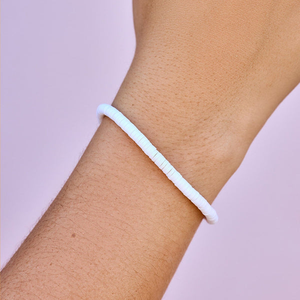 White Seascape Stretch Bracelet