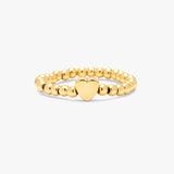 Gold Heart Bead Stretch Ring