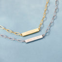 Engravable Paperclip Chain Bar Necklace