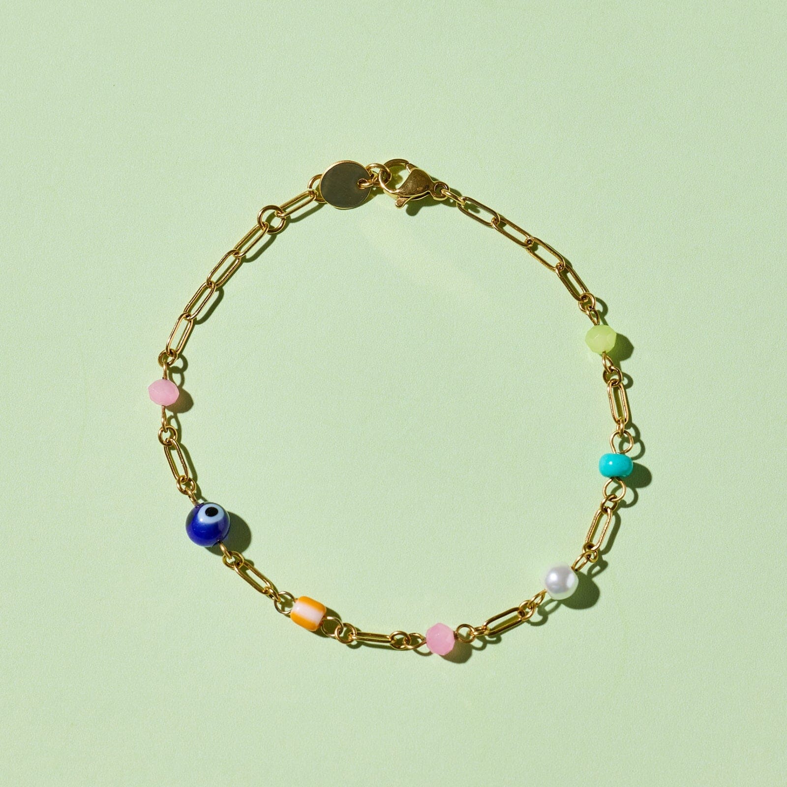 Salina Mixed Bead Paperclip Chain Bracelet