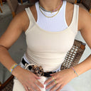 Initial Ombre Stone Bead Stretch Bracelet
