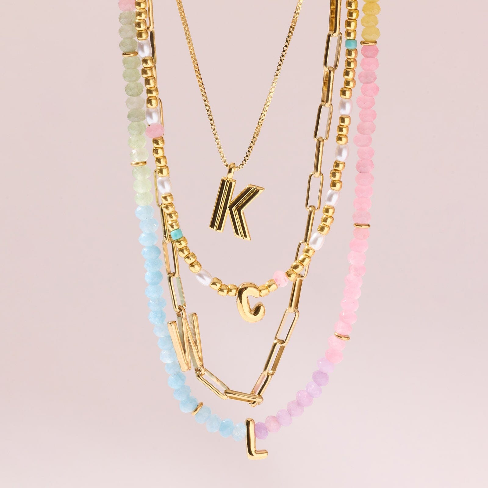 Initial Ombre Stone Bead Choker