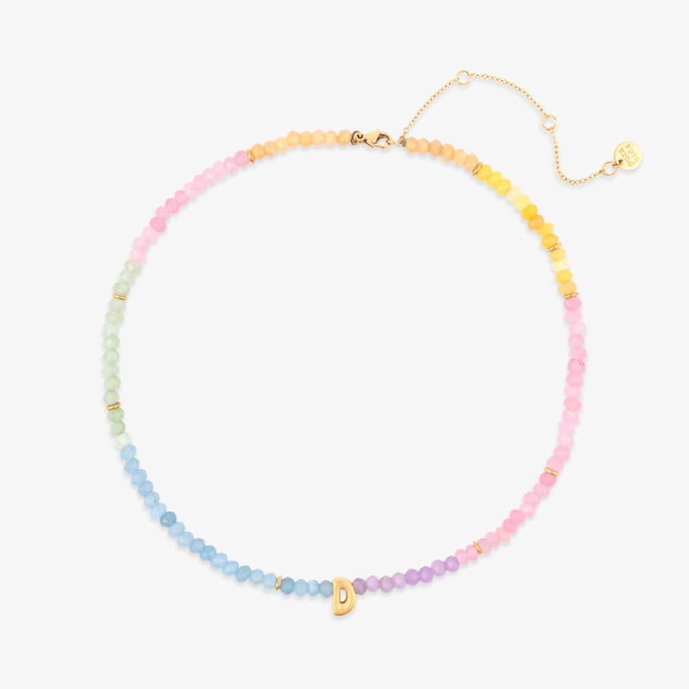Initial Ombre Stone Bead Choker