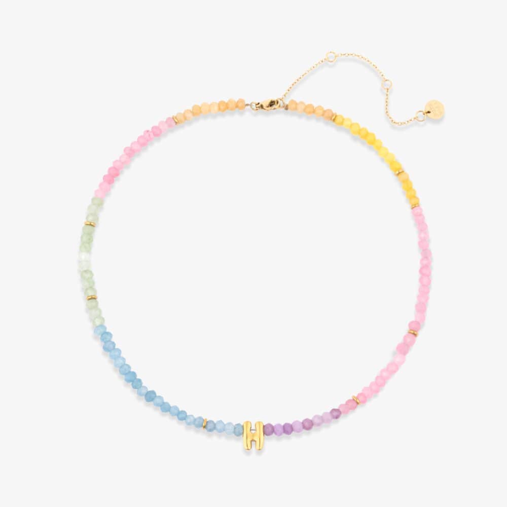 Initial Ombre Stone Bead Choker