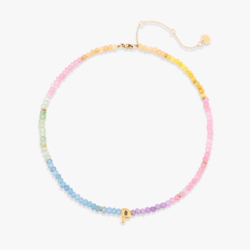Initial Ombre Stone Bead Choker