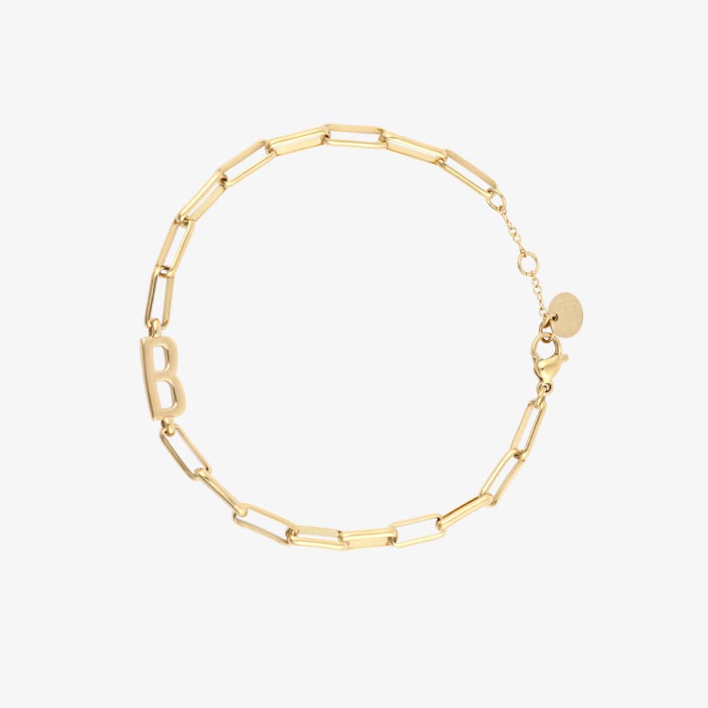 Initial Paperclip Chain Bracelet