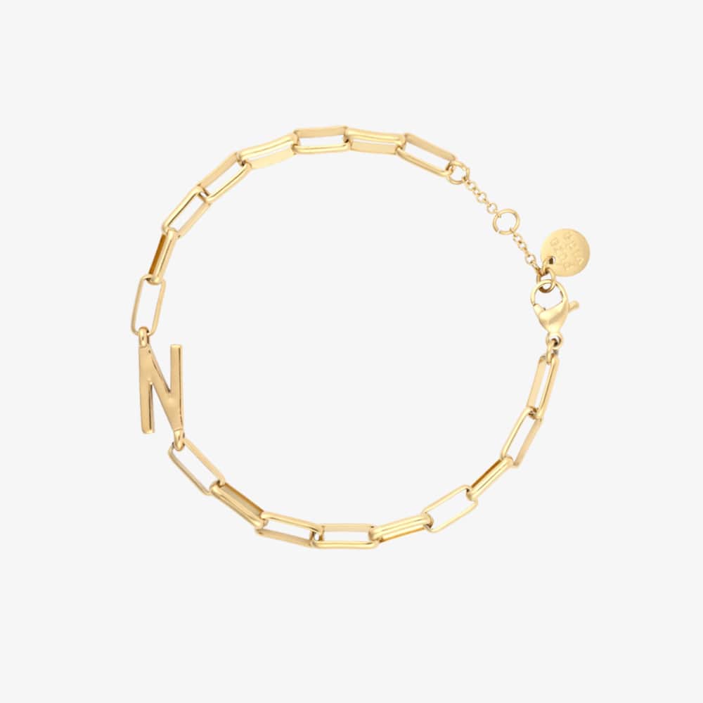 Initial Paperclip Chain Bracelet