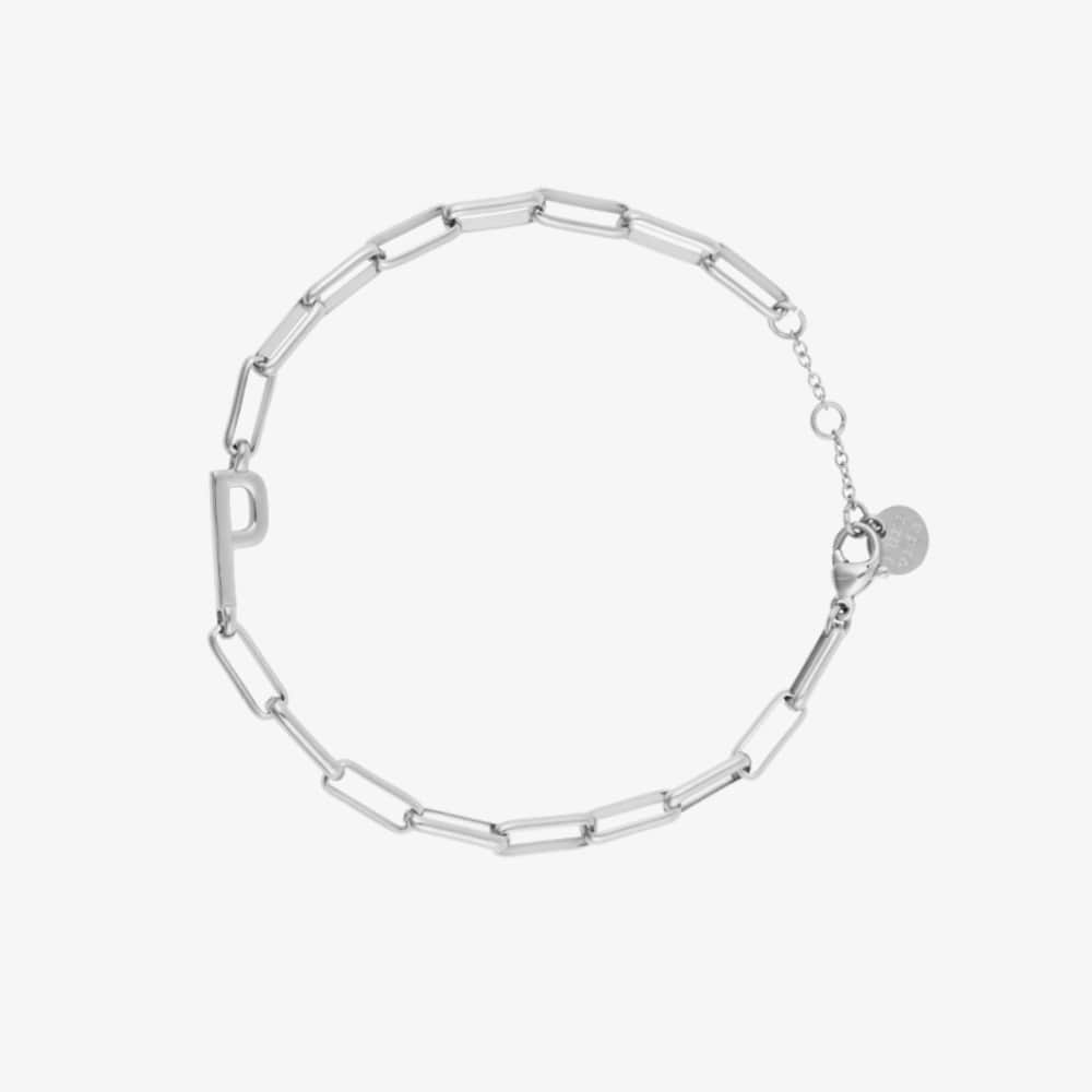 Initial Paperclip Chain Bracelet
