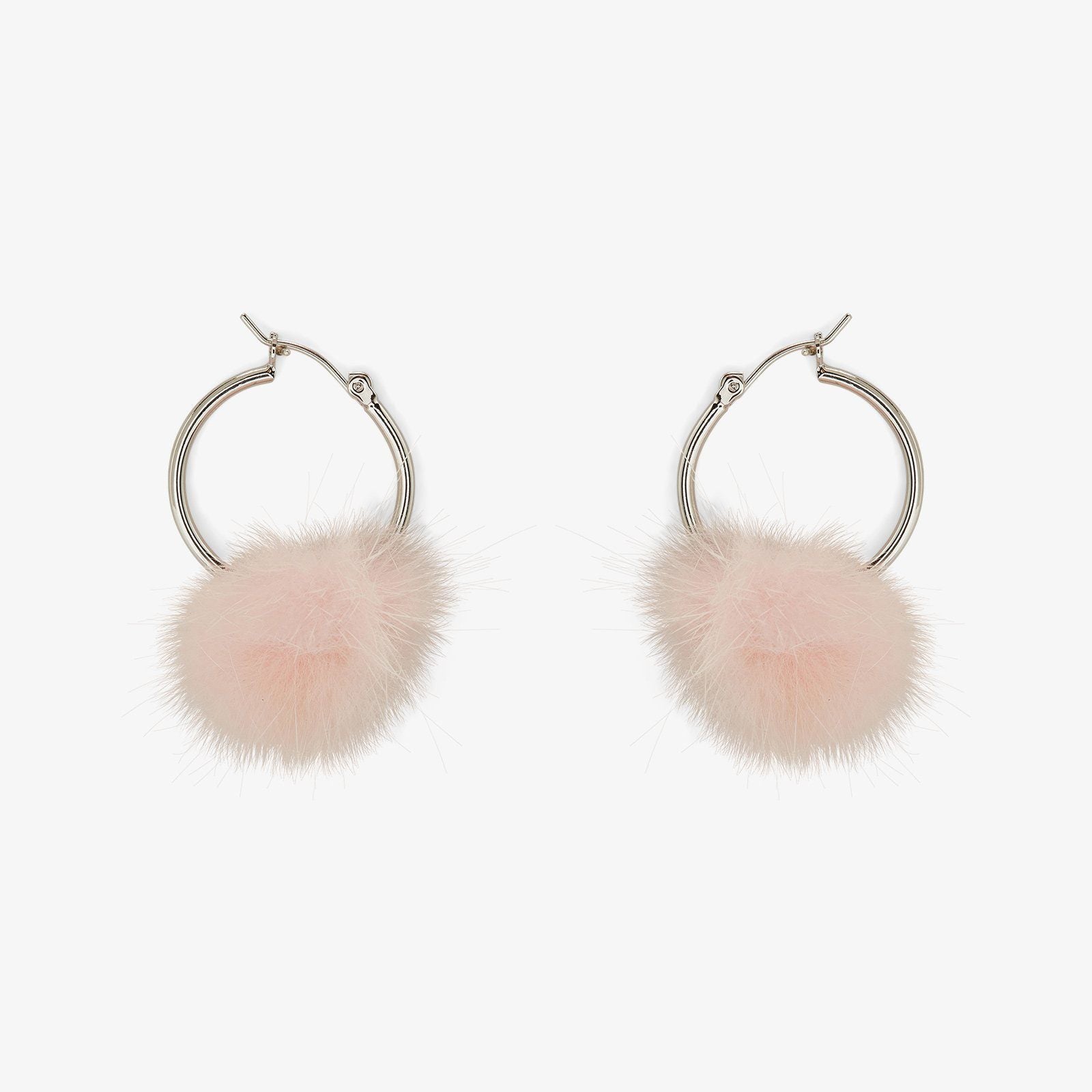 Pink puff ball deals earrings