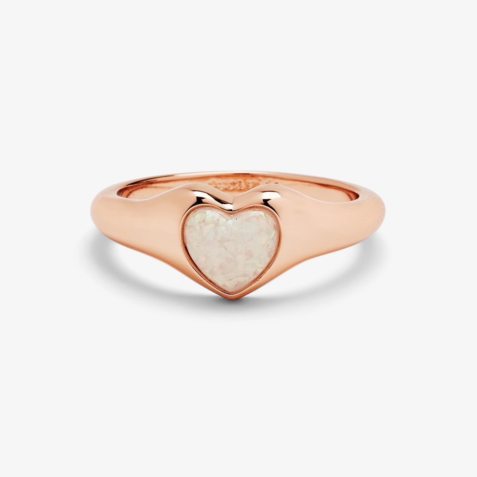 Stone Heart Signet Ring - Rose Gold / 6