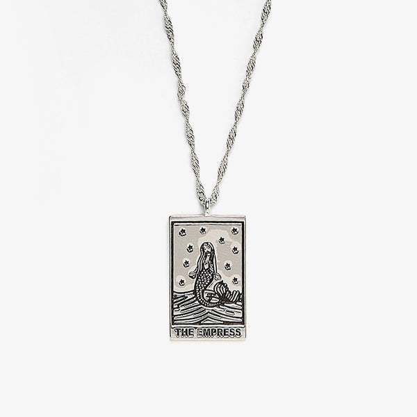 Silver Tarot Card Pendant Necklace