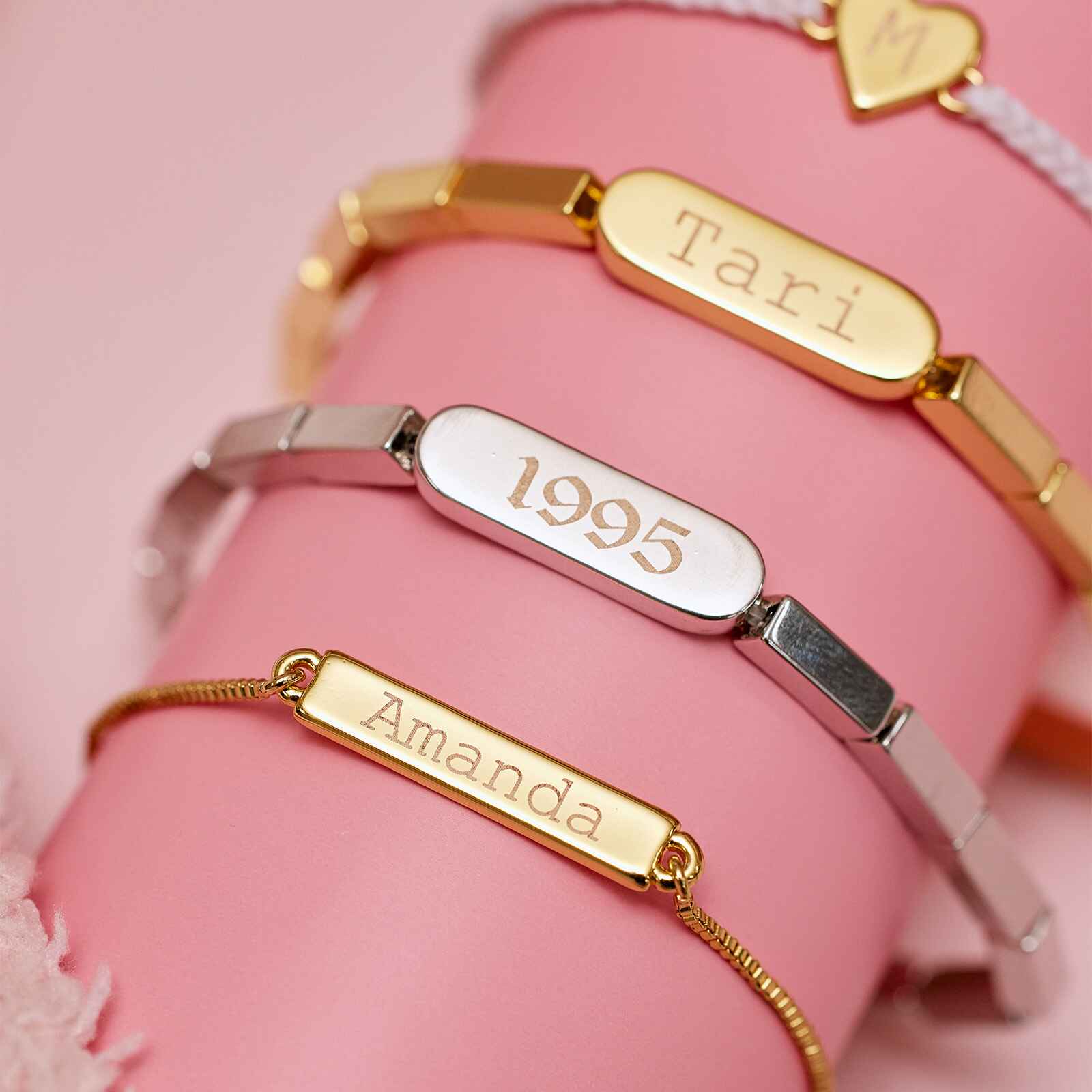 Personalized bar store bracelet rose gold