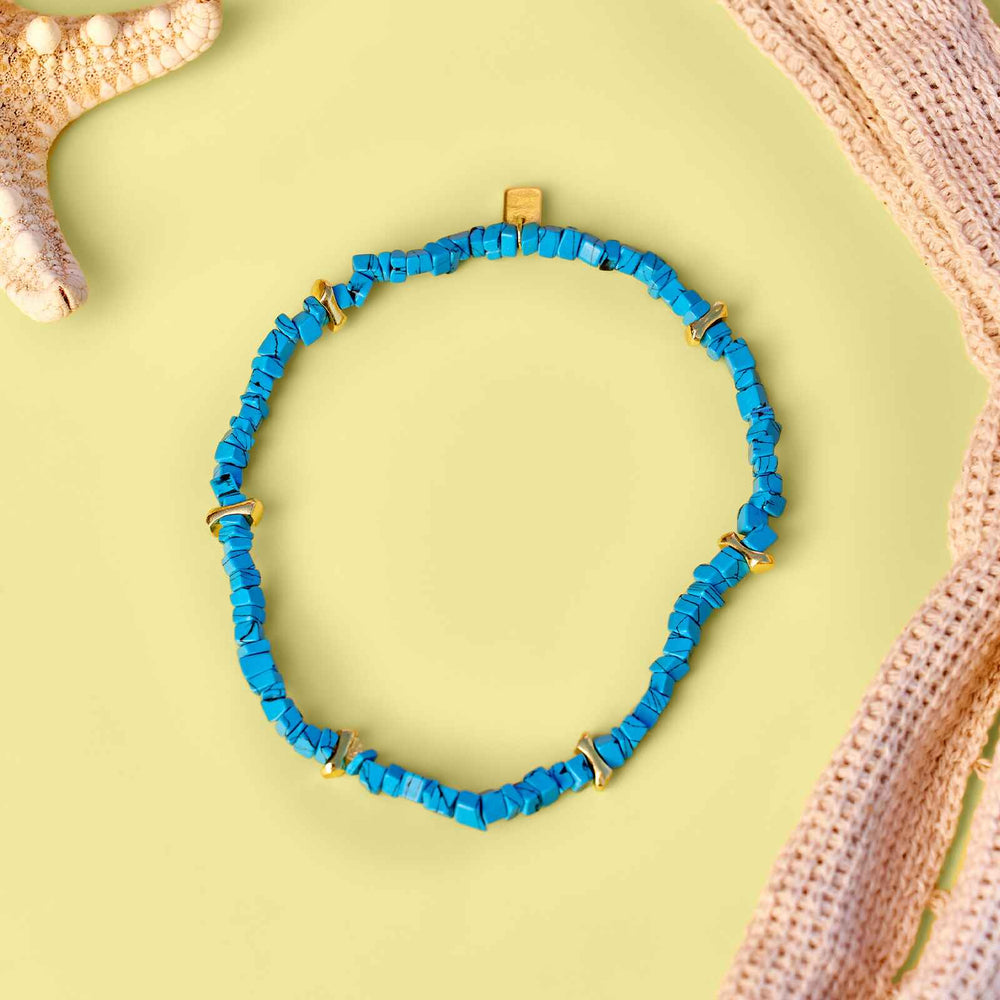 Turquoise Chip Stretch Anklet 4