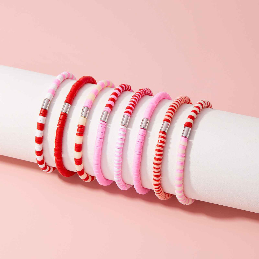 Vacation Vibes Pink Moment Stretch Bracelet Set of 8
