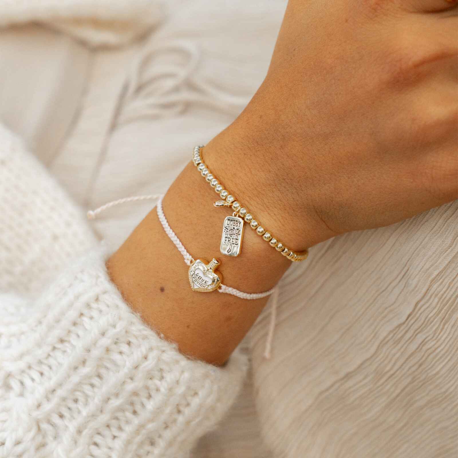 Dobby Metal Bead Stretch Bracelet