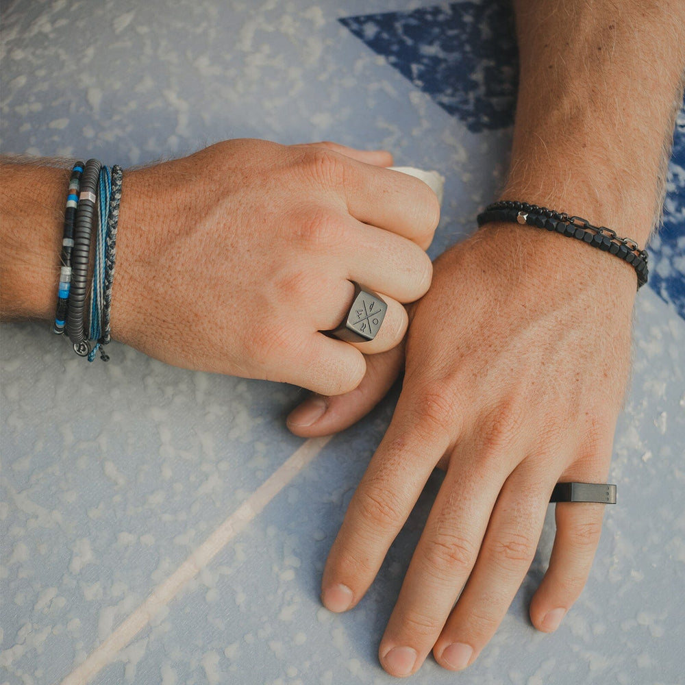 Men's Coated Hematite Stretch Bracelet 7