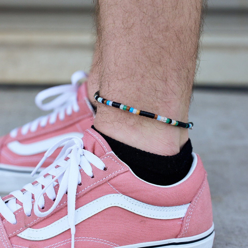Men's Mixed Seed Bead Stretch Anklet