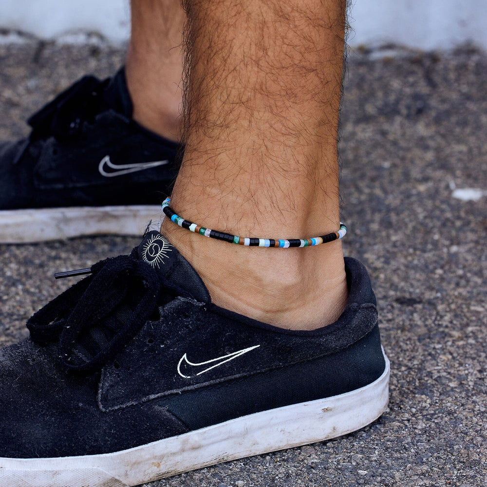 Men's Mixed Seed Bead Stretch Anklet