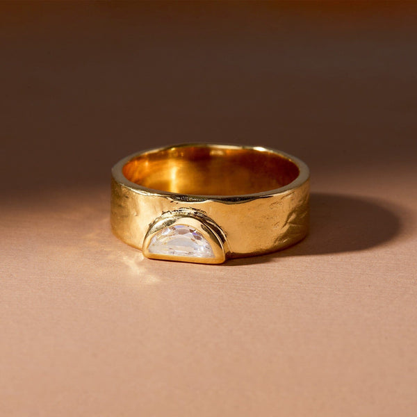 Stone Cigar Band Ring