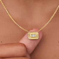 Baguette Sunburst Pendant Necklace Gallery Thumbnail