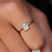 Glow in the Dark Ghost Emoji Ring Gallery Thumbnail