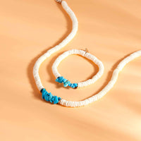 Puka Shell and Turquoise Chip Stretch Bracelet Gallery Thumbnail