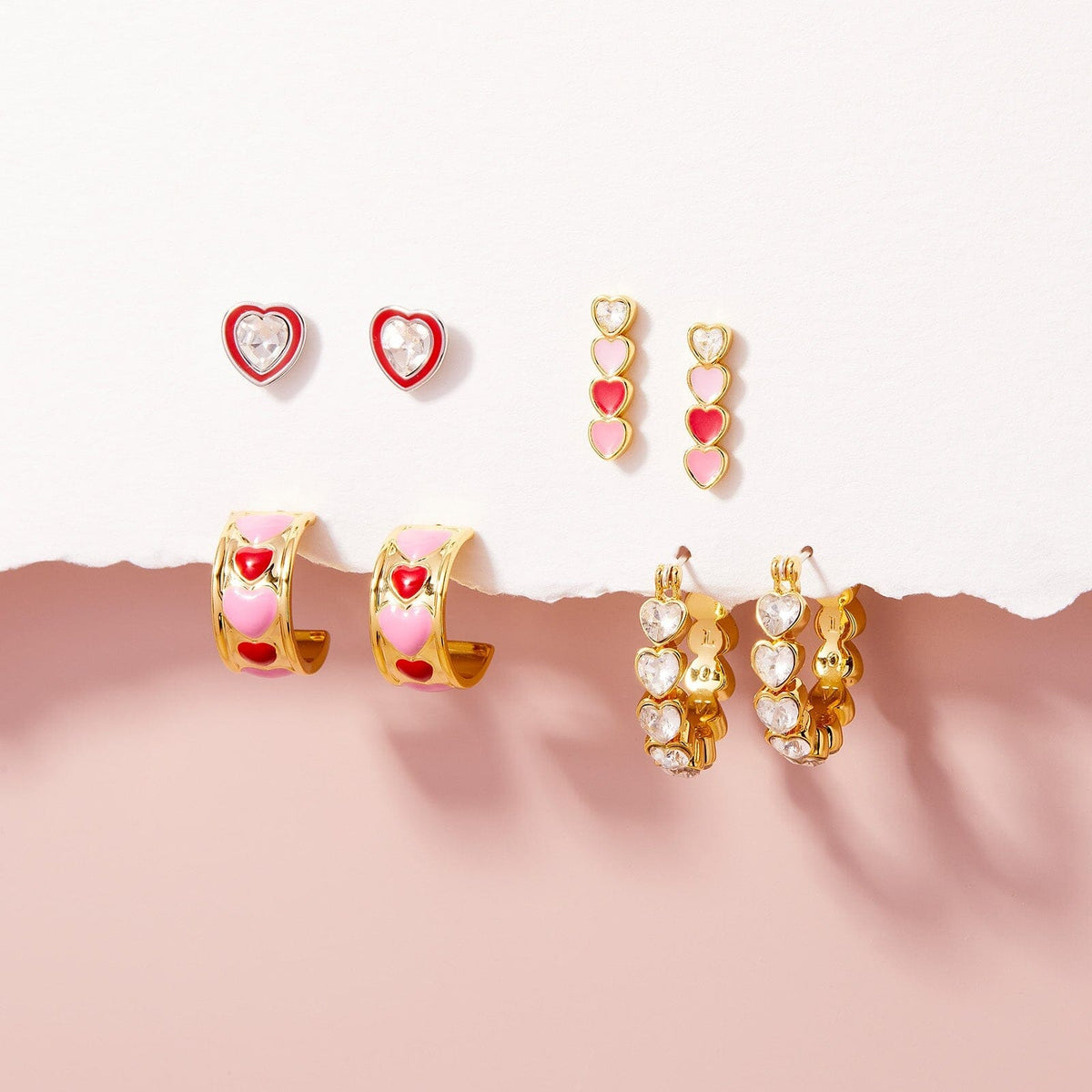 Enamel Heart Hoop Earrings