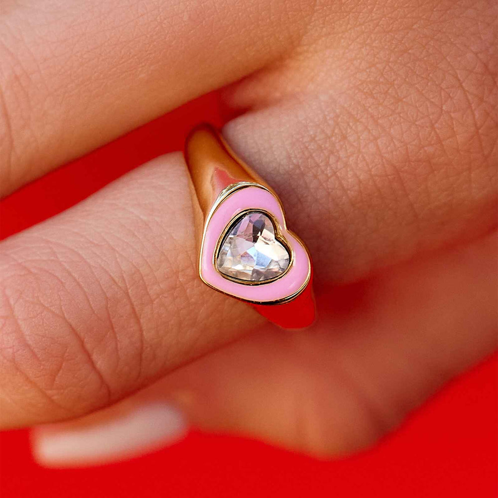 Stone & Enamel Heart Ring 3