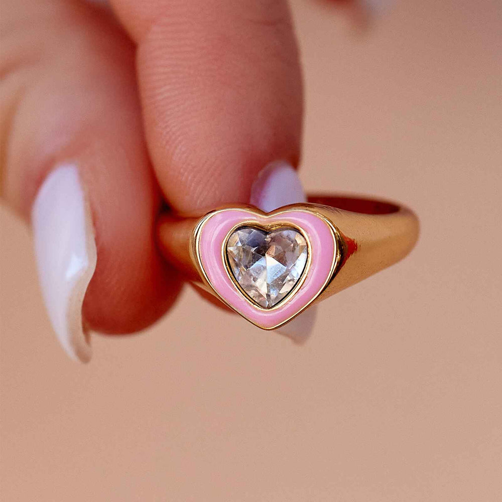 Stone & Enamel Heart Ring 5