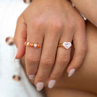 Stone & Enamel Heart Ring Gallery Thumbnail