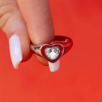 Stone & Enamel Heart Ring Gallery Thumbnail