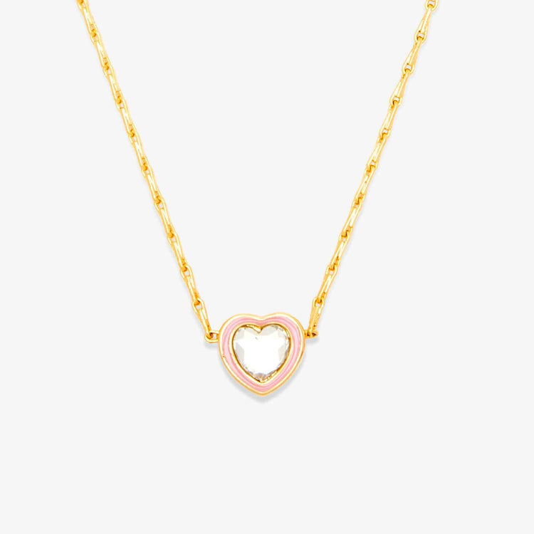 Stone & Enamel Heart Pendant Necklace