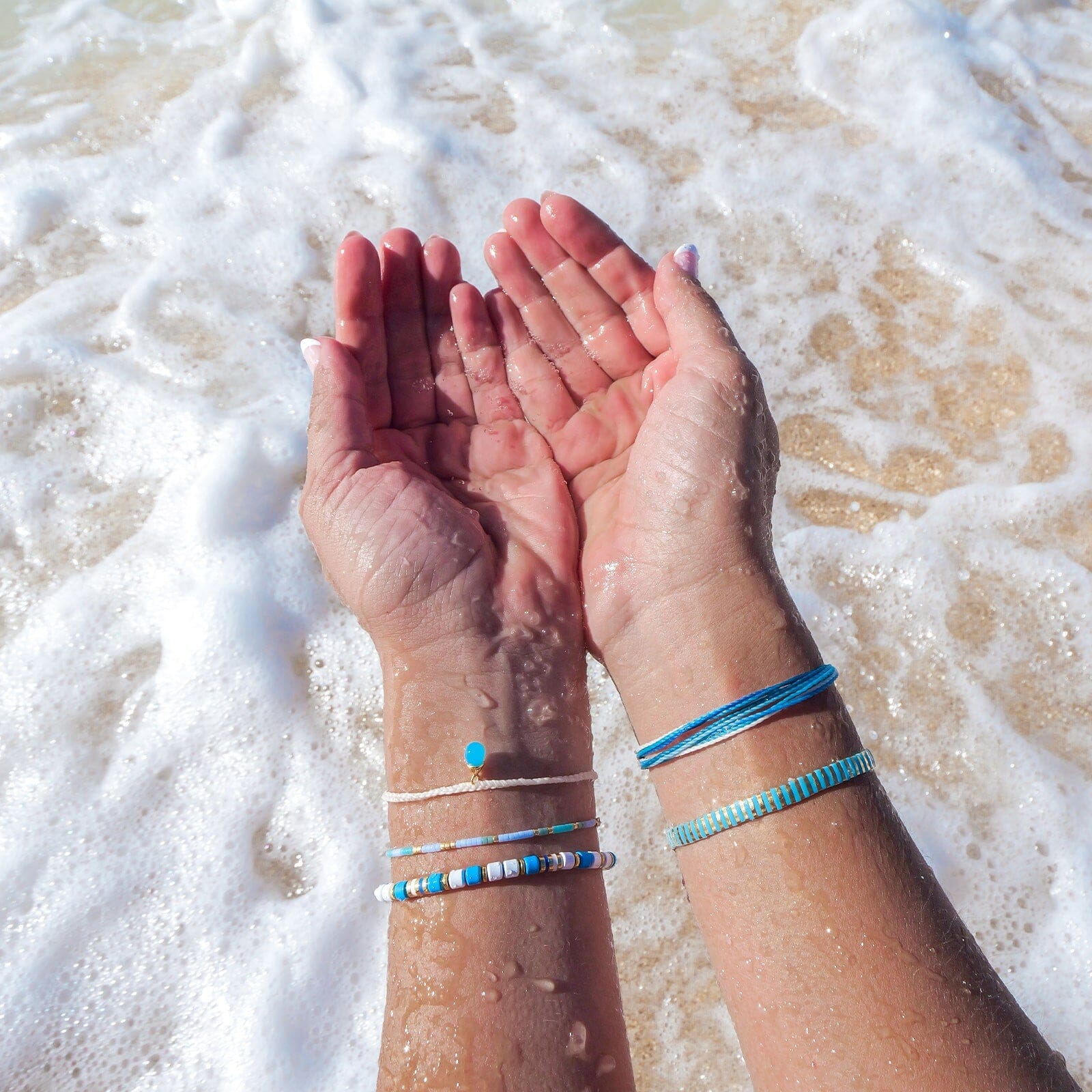 World Water Day Tile Bead Stretch Bracelet