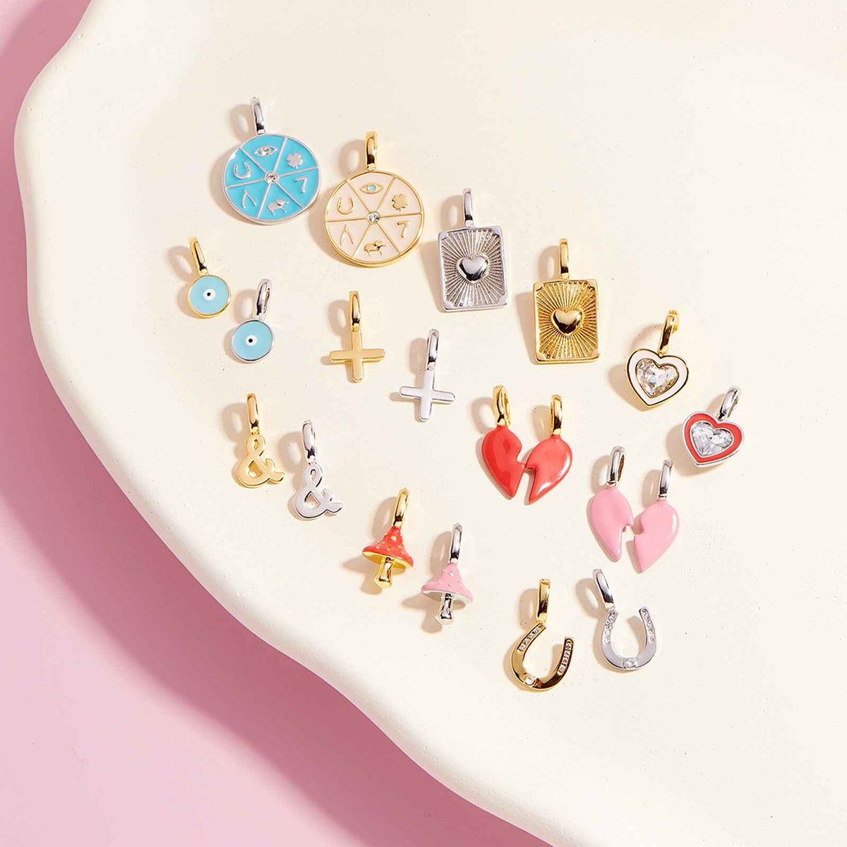 Harper Enamel BFF Heart Charm Set