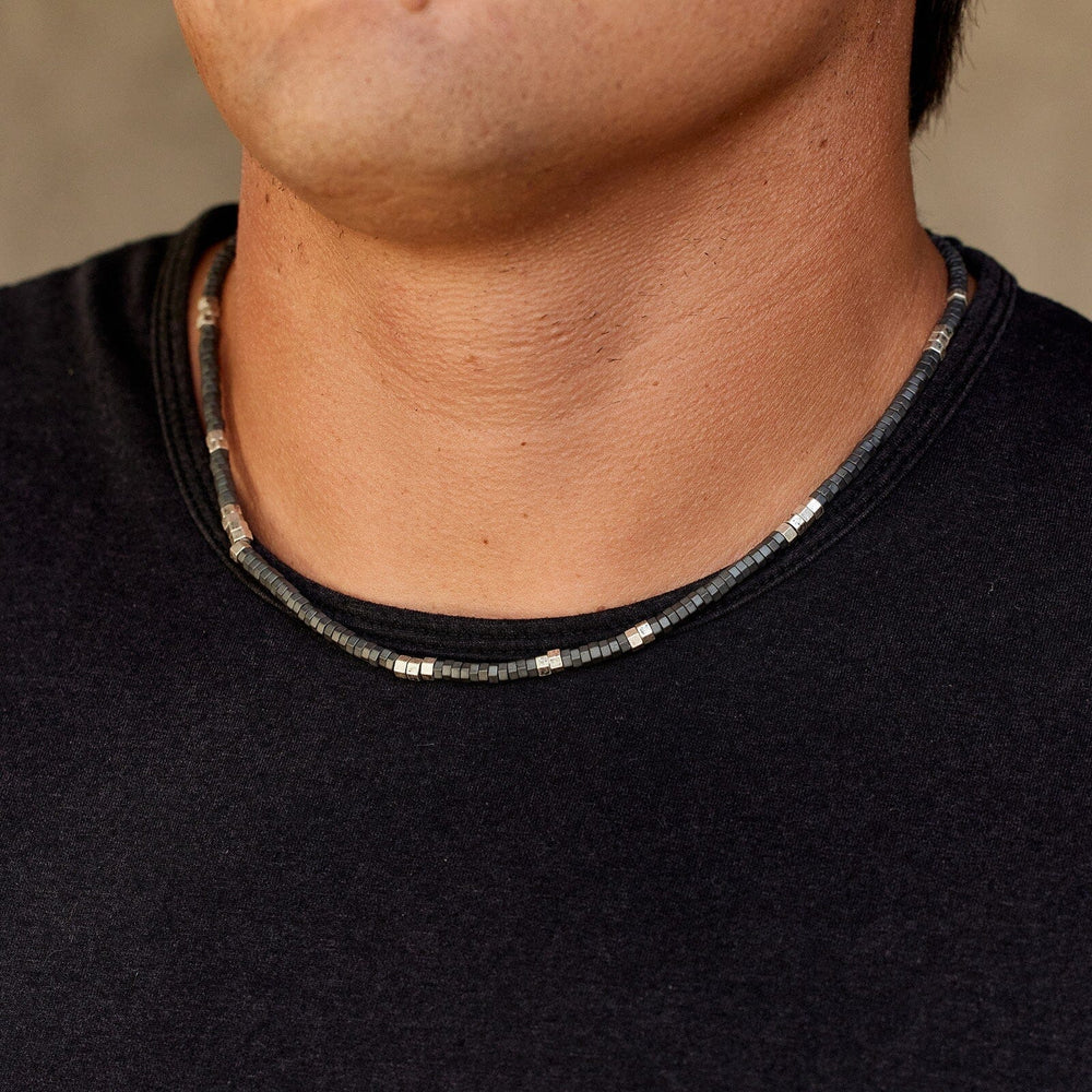 Men's Faceted Pyrite Bead Necklace 4