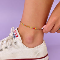 Rainbow Bead Stretch Anklet Gallery Thumbnail