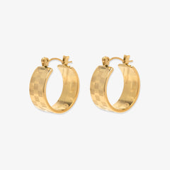 Gold Check Hoop Earrings