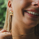 Gold Check Hoop Earrings