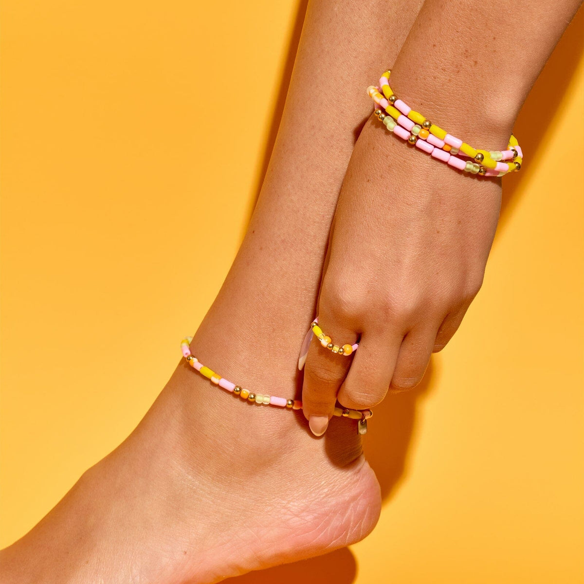 Sarita Mixed Seed Bead Stretch Anklet