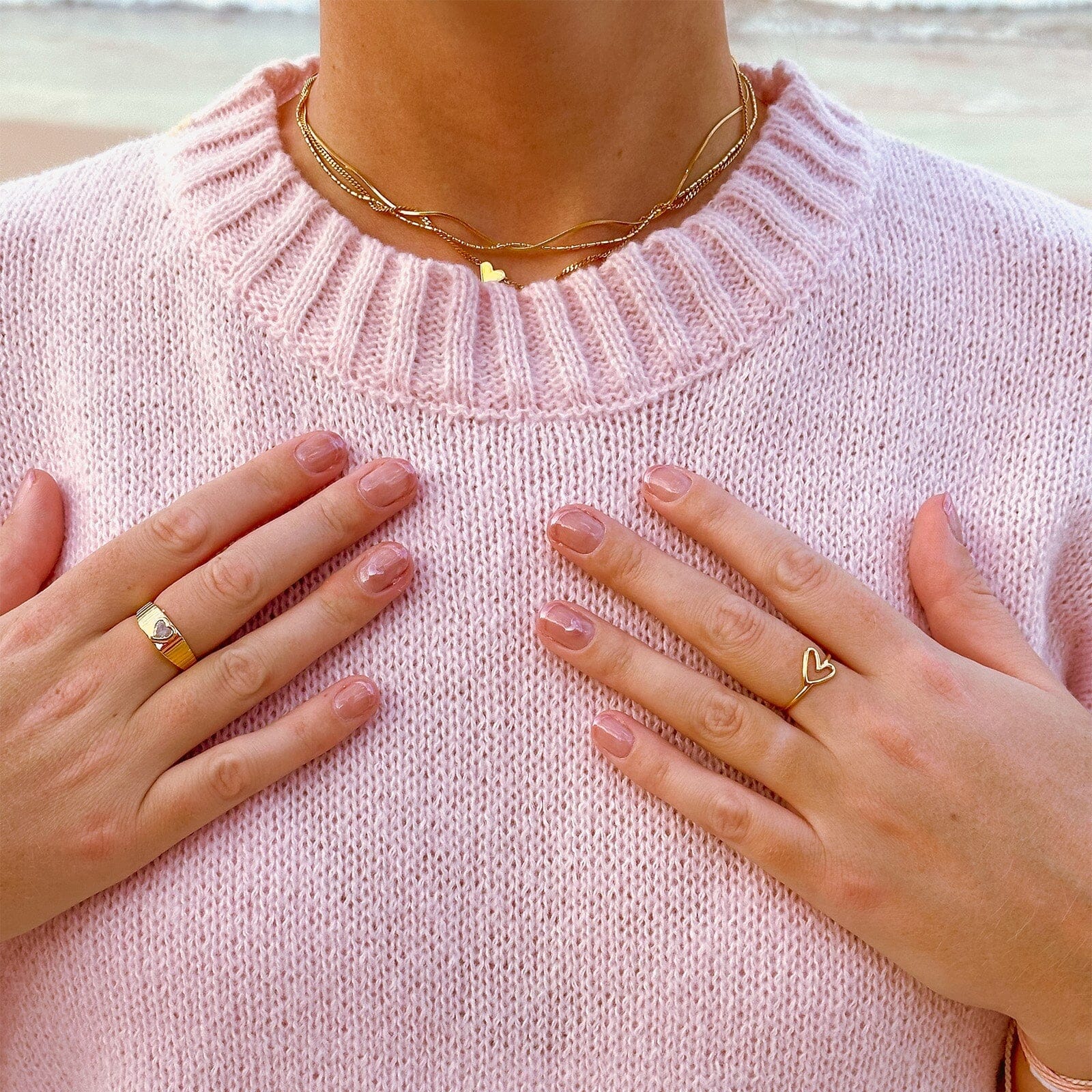 Wide Ribbed Heart Ring