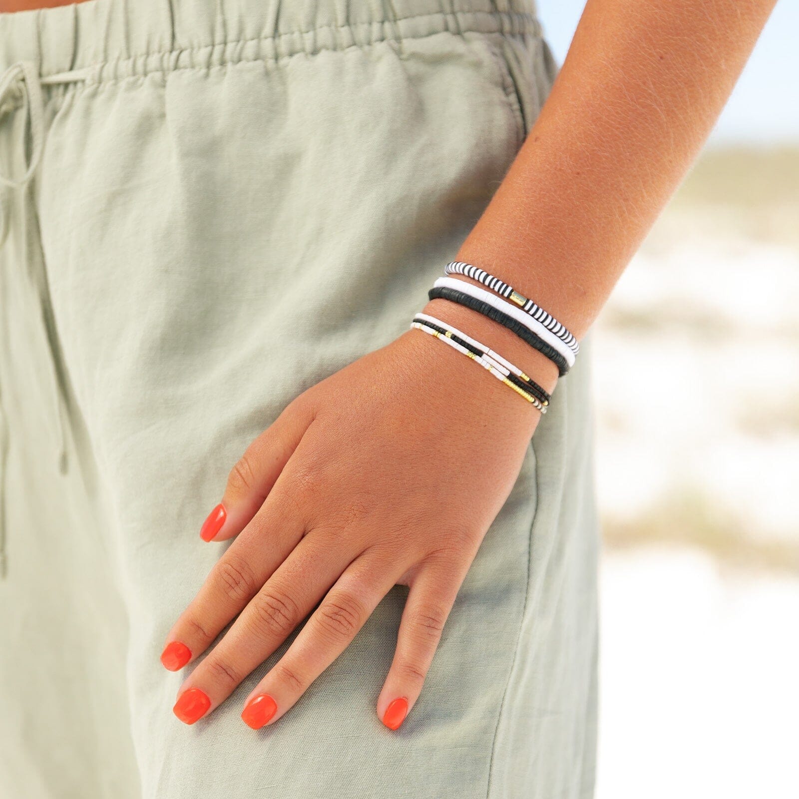 Monochrome Stretch Bracelet Set of 3