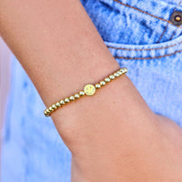 Happy Face Gold Bead Stretch Bracelet Gallery Thumbnail