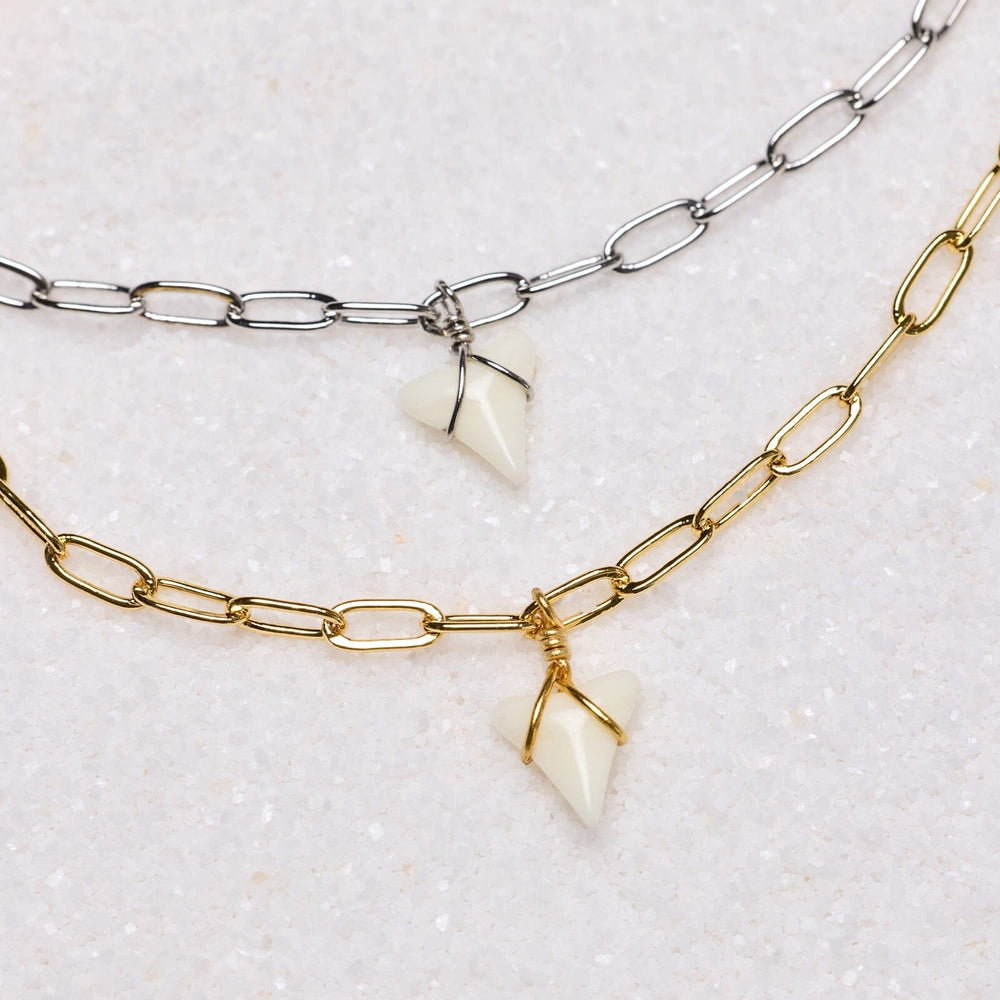 White Shark Tooth Chain Anklet 5