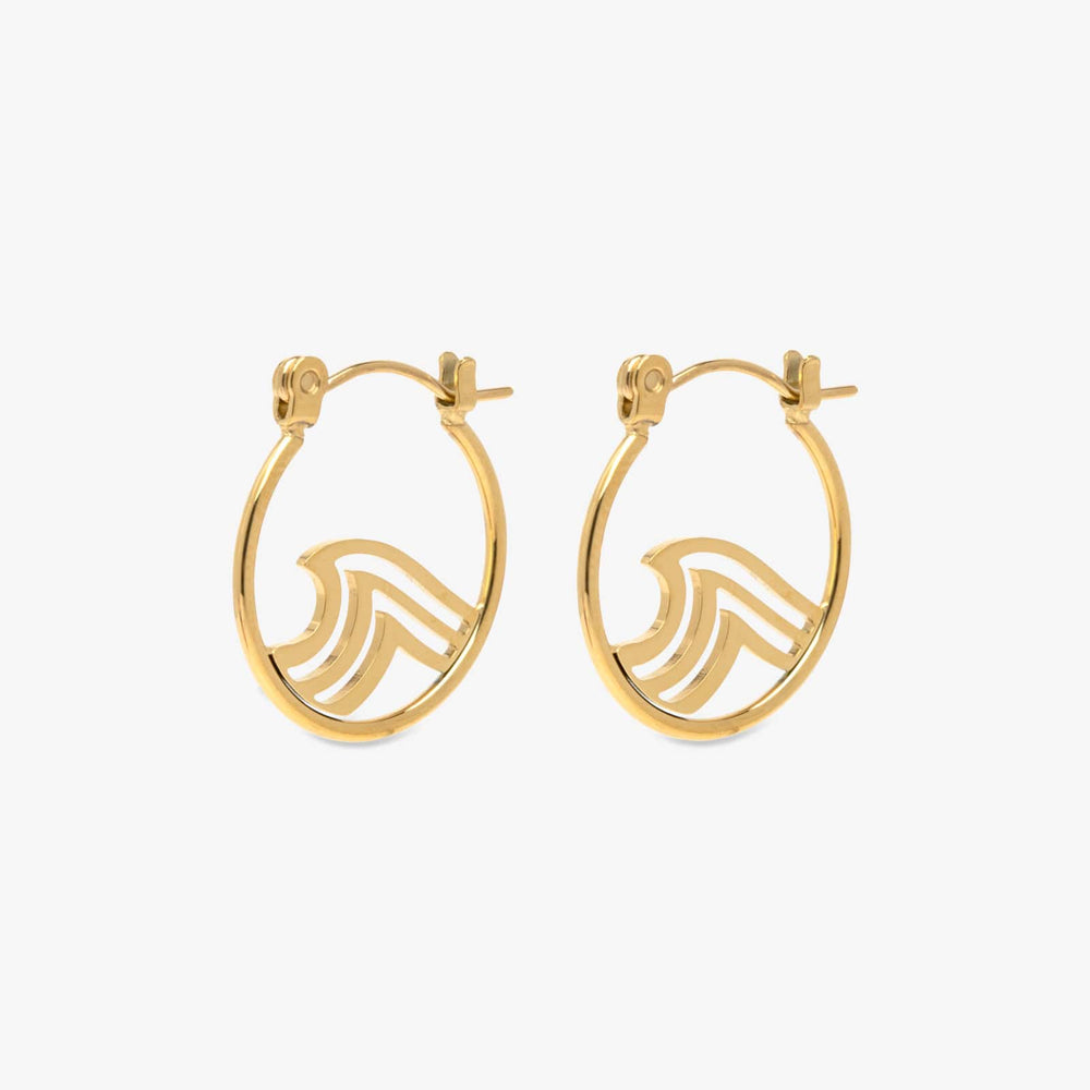 Surfrider Gold Wave Hoop Earrings 1