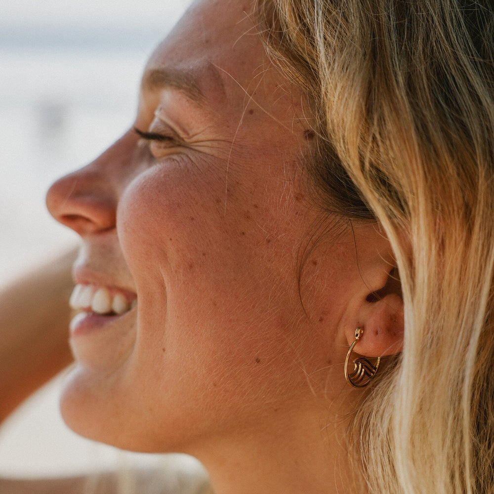 Surfrider Gold Wave Hoop Earrings 3