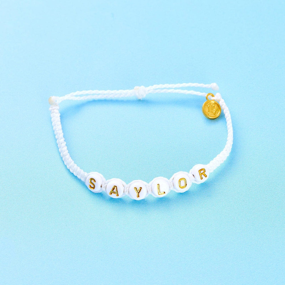 White Alphabet Bead Bracelet 4