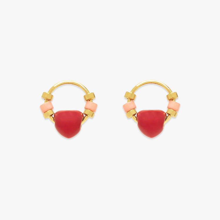 Heart Bead Stud Earrings