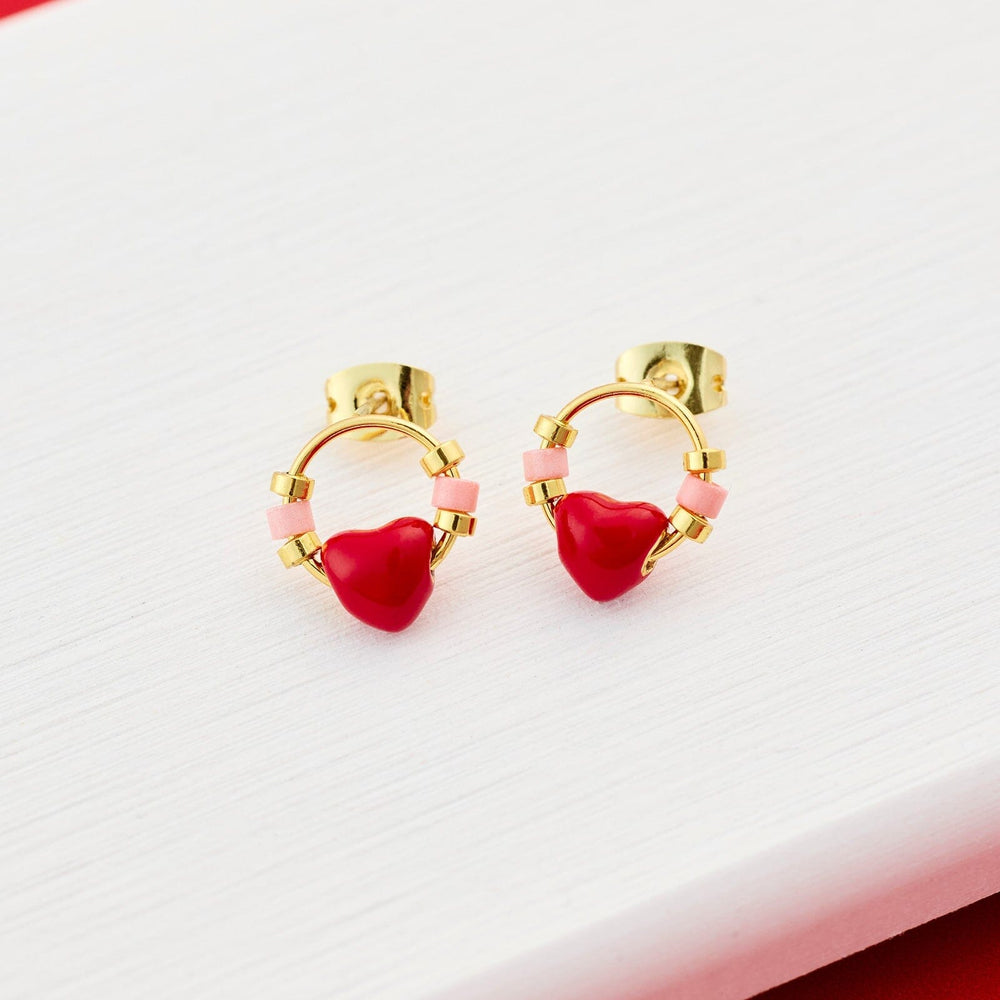 Heart Bead Stud Earrings 4