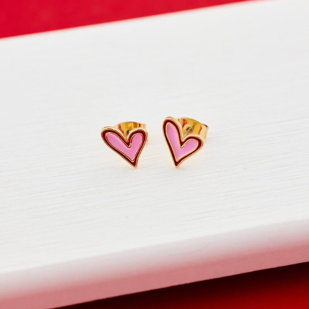 Abstract Heart Stud Earrings 4