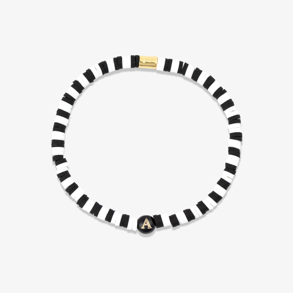 Black and White Alphabet Stretch Bracelet 1